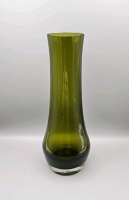 VINTAGE RIIHIMAKI FINNLAND GRÜN GLAS VASE DESIGN TAMARA ALADIN 25cm