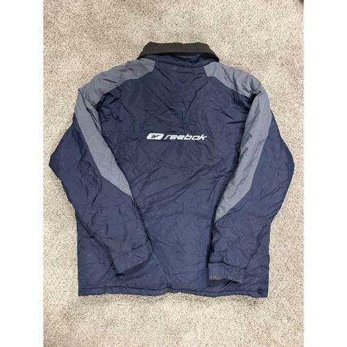 Vintage Reebok Windbreaker Jacket Mens Medium Navy Grey Colorblock Full Zip image 5