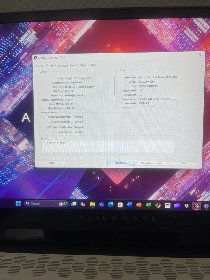 Alienware M15 R2 RTX 2070 16GB +512 GB Gaming Laptop - Image 4 of 4