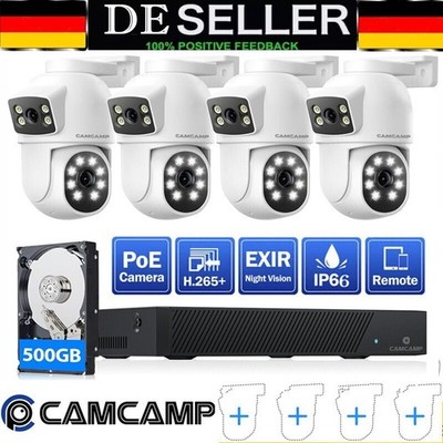 CAMCAMP 4MP PoE Überwachungskamera Aussen Set 8CH NVR Videoüberwachung Set 500GB