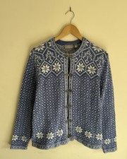 Croft & Barrow Norweger nordisch Schneeflocke Strick 100 % Acryl Cardigan Damen groß