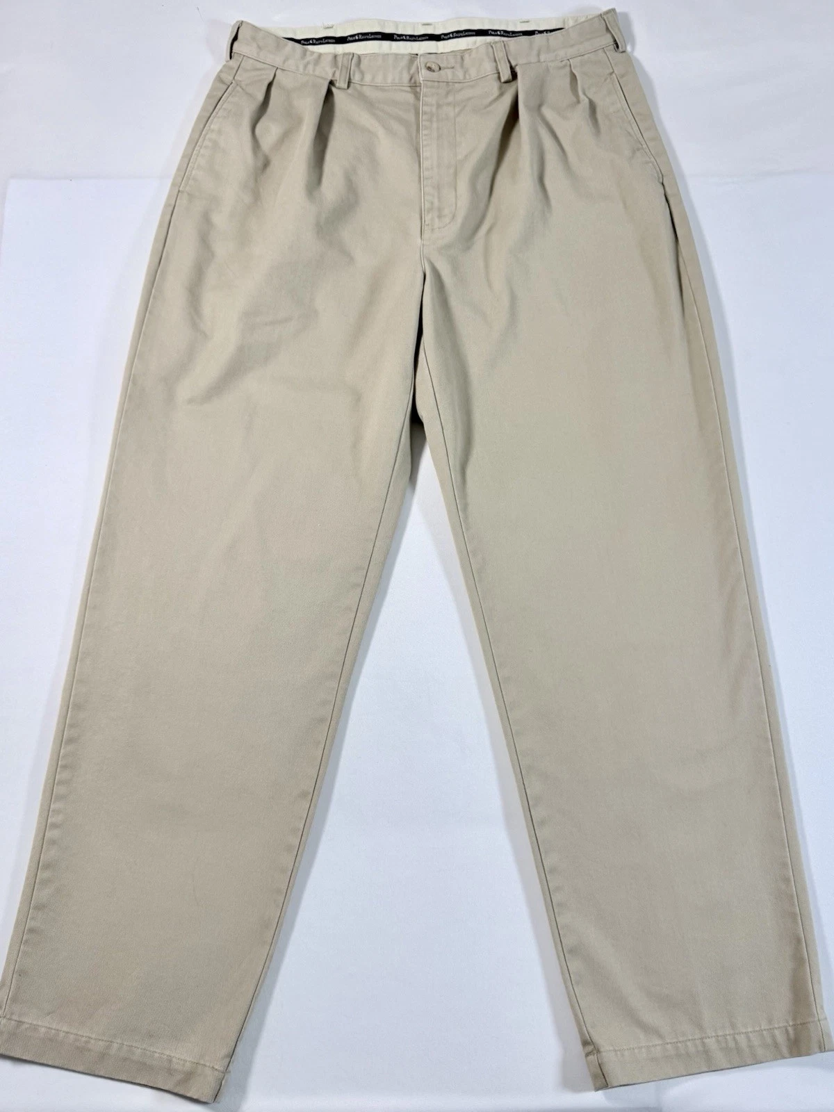 Polo Ralph Lauren Pleated Chino Pants Men 38x32 Khaki Cotton Dress Casual