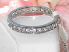 Anello donna completo eternità fascia zirconi principessa impilabile 3mm acciaio inox 2344