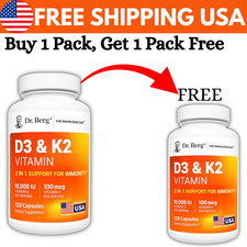 2 Pack Dr. Berg  s Nutritionals 100mg Vitamin D3  K2 Supplement - 120 Capsules