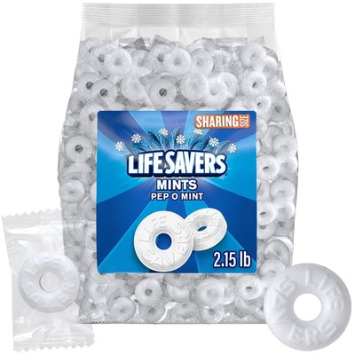 Pep O Mint Hard Candy, 2lb + 2oz Bulk Pack of Lifesaver Mints Individually Wr...