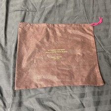 Kate Spade Brown Dust Bag Cover Pink Drawstring Gold Logo Purse Shoes 11.5 X 14
