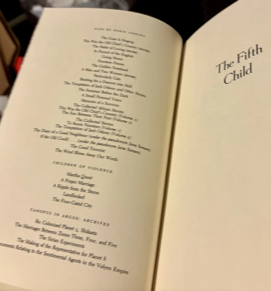 The Fifth Child by Doris Lessing (1988, Hardcover) Fiction 1st/1st VF+ - Image 4 of 4