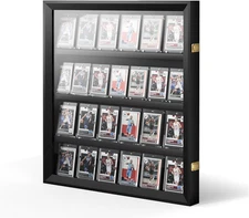 24 Graded Sports Card Display Case - Baseball Card Display Frame Lockable For, F
