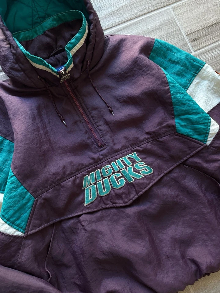 Винтажная куртка на молнии Anaheim Mighty Ducks 90-е СТАРТЕР цветной блок 1/2 НХЛ размер XL - Изображение 2 из 4