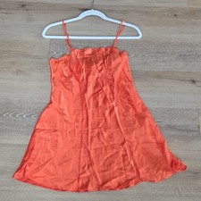 Vtg Y2K Victoria's Secret 100 Silk Full Slip Orange Adjustable Strap Size M