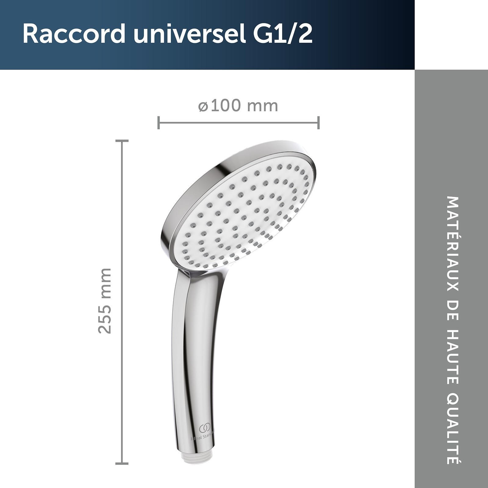 Pommeau de douche monofonction Idealrain en ABS chromé durable