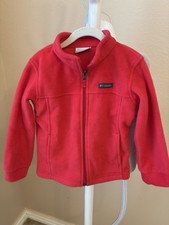 Columbia RED Fleece Full Zip Jacket 4T Unisex Toddler Long Sleeve Logo
