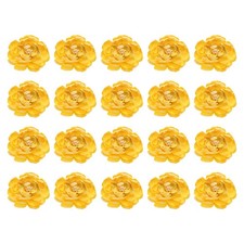 20-Pack Artificial Peonies Heads, Silk Faux Rose Head for DIY 8cm, Yellow 