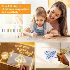 LED Note Board with 7 Colors,Led Drawing Board for Kids,Acrylic Dry Erase Boa...