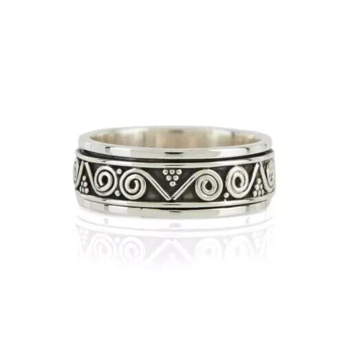 AZTEC WANDERER MEN'S SPINNING RING 925 STERLING SILVER MEDITATION BAND RING GIFT - Bild 5 von 6