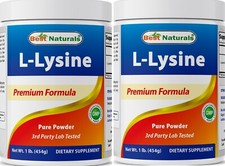 2 Pack Best Naturals L-Lysine 1 Lb Powder
