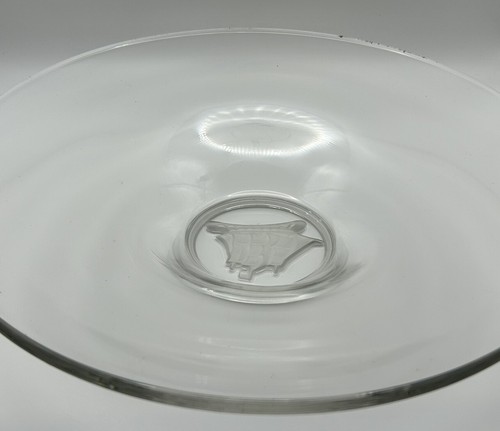 Clipper Ship Etched Glass Bowl MidCentury Large Art Dish Vintage 1950s 12in Wide - Picture 13 of 19