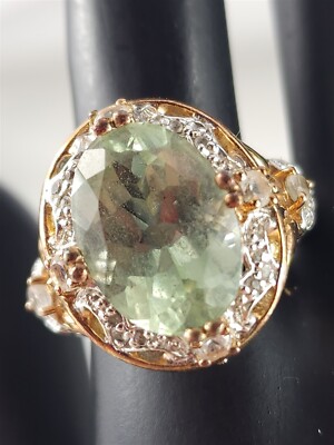 Vintage Sterlingsilber hellgrüner Edelsteinring Größe 6 - 8,6 Gramm signiert