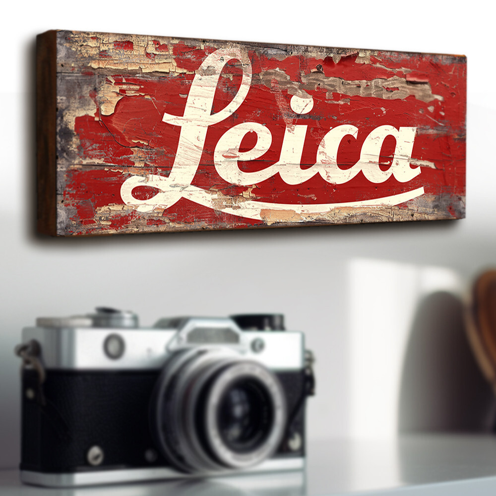 Leica Camera Sign Wooden Retro Style Shop Advertising Photographic Wall Plaque