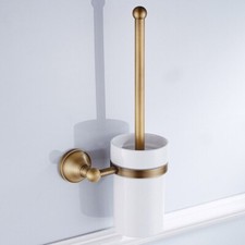 Antique Brass Bathroom Accessories Wall Mounted Toilet Brush Holder Set ezh112