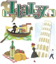 Jolee's Boutique Dimensional Stickers ~ Italy Leaning Tower of Pisa Wine Cheese