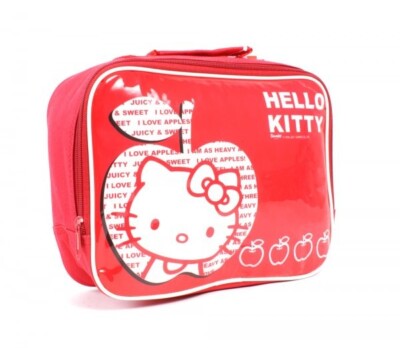 Damen Mädchen Kinder Hello Kitty rot I Love Äpfel rot Thermo Schule Mittagessen Tasche