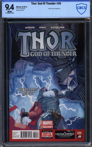 THOR: GOD OF THUNDER #20 CBCS 9.4 WHITE PAGES // GALACTUS COVER MARVEL 2014