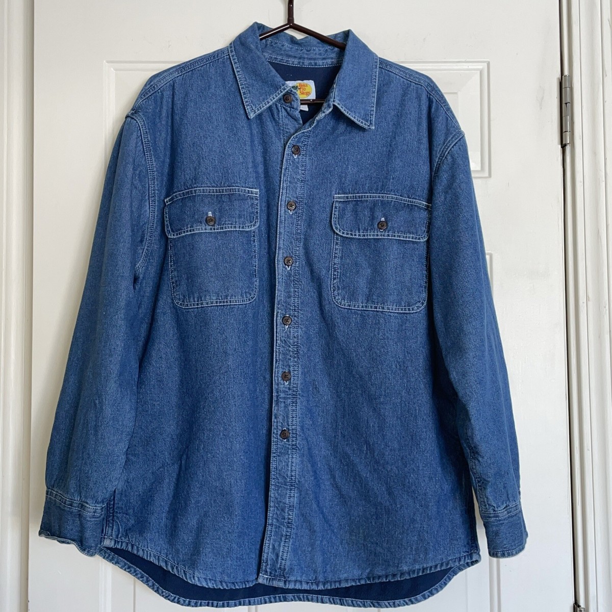 Bass Pro Shops denim Blue Fleece Lined Button-Down Shirt Large