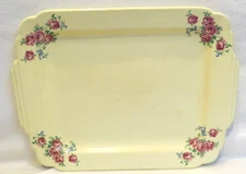 HTF VTG Homer Laughlin Century Platter Tray 13" Ivory Vellum w/ Pink Wild Roses