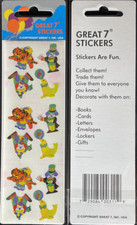 12 packages of Pearlized Clown Stickers, "Great 7" Sticker Designs, PMP6908