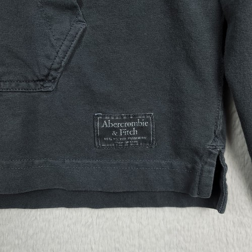 Abercrombie & Fitch Hoodie Mens Medium Gray Garment Dyed Cotton Pocket Tee Shirt - Picture 9 of 11