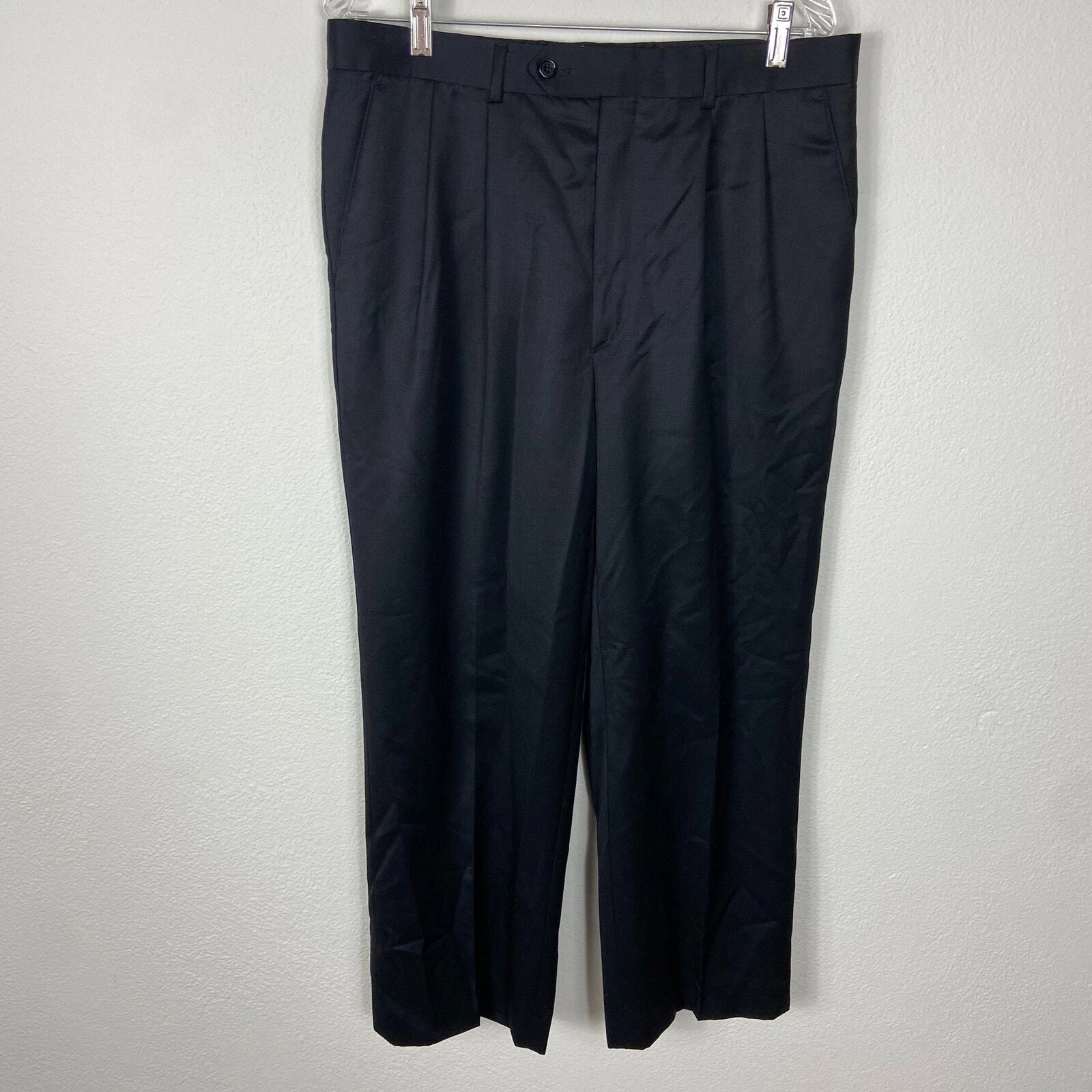 Christian Dior pantalone abito nero plissettato linguetta vita 100% lana