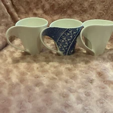 Villeroy & Boch New Wave Caffe - One Murina Mug & 2 White Mugs 4 1/2” & 4 3/8”