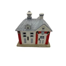 Vintage Byron Molds Firehouse Christmas Village Unlit Handpainted