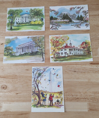 Vintage Carriage Trade POSTCARDS Lot of 5 Washington DC Monuments/Memorials