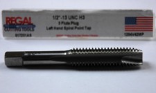 1/2" X 13 UNC H3 3 FLUTE LEFT HAND SPIRAL POINT PLUG TAP J-1-12-2-1