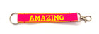 Vintage Embroidered Fabric "AMAZING" Lanyard Keyring Keychain — photo 2