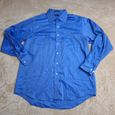 Chaps Ralph Lauren Dress Shirt Men's Blue 16 Button Down Long Sleeve Formal