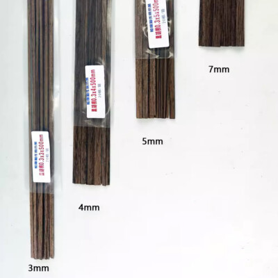 Solid Walnut wood strips 0.3x5x500mm planking model - Pack of 20 pcs