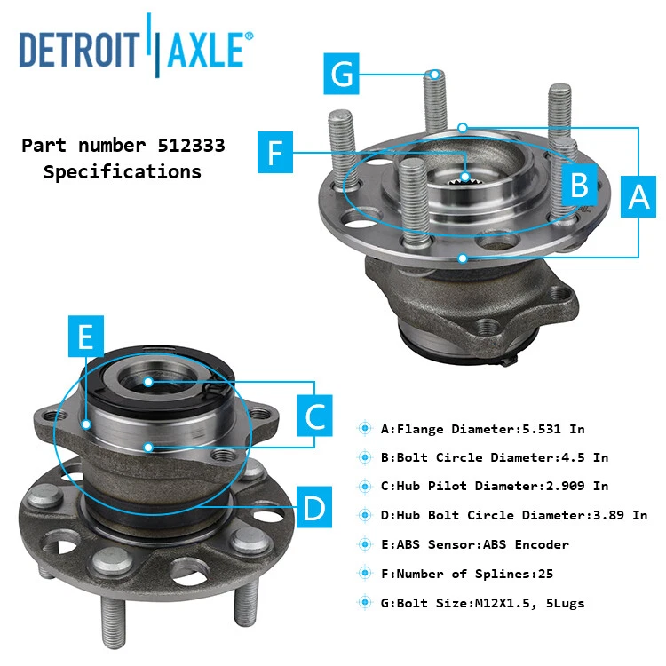 Juego de montaje de bujes de cojinete de rueda trasera AWD para Dodge Caliber Jeep Compass Patriot Foto 3 de 4