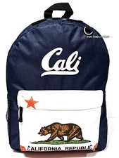 California Republic Bear 16" Large Backpack Cali Travel Bag Mochila Navy Blue 