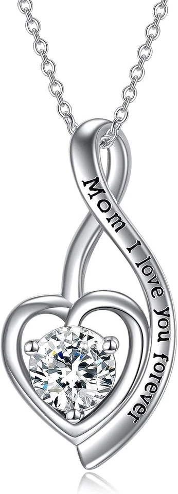 Collar Regalos Día de la Madre para Mamá Mamá Plata de Ley 925 Collares para Mamá Forma D Foto 2 de 4