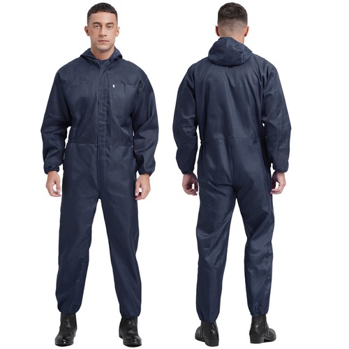 Mens Coverall Flame Jumpsuit Resistant Hooded Mechanic Dungarees Halloween Work - Picture 14 of 50