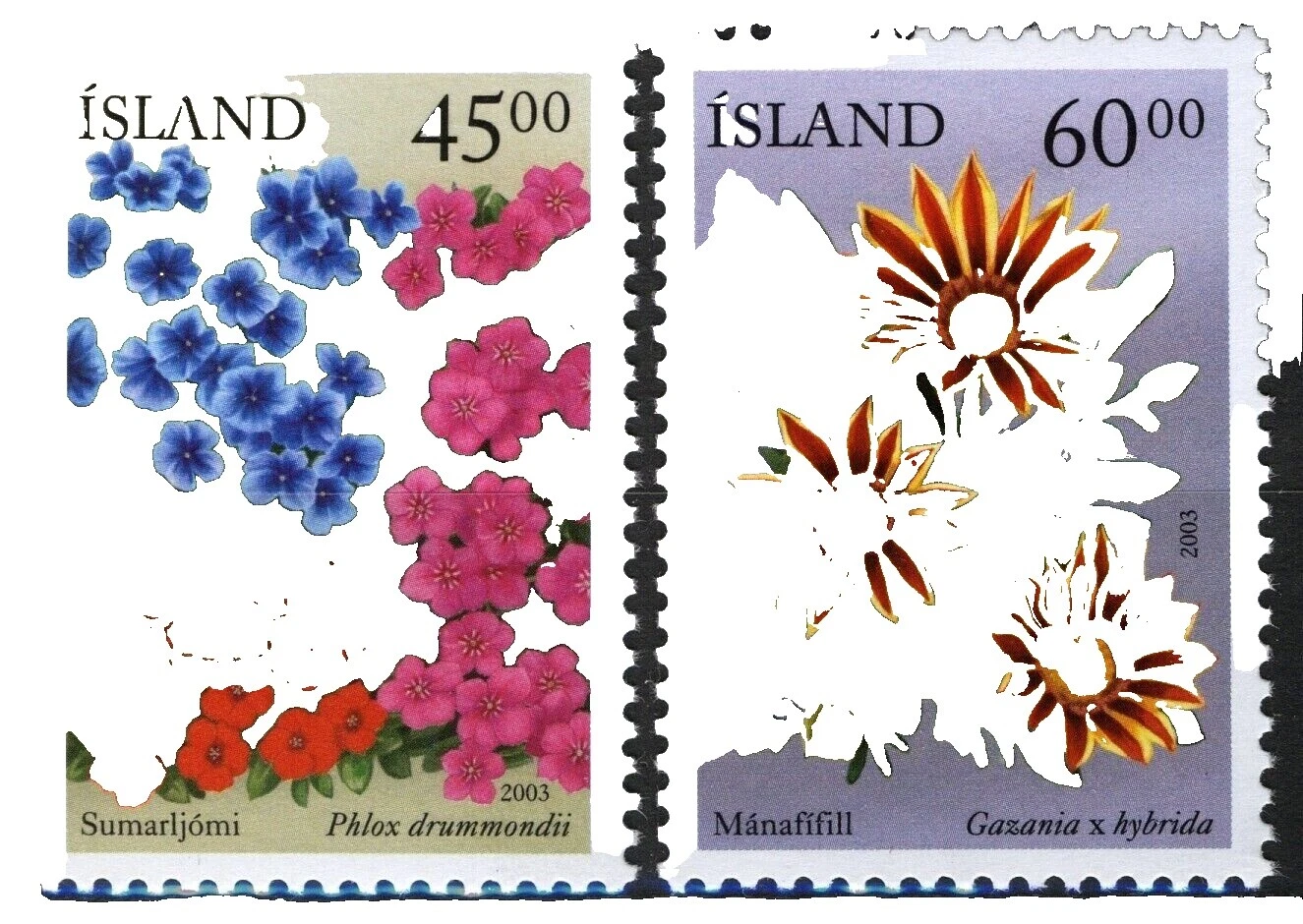 Uncertified Flowers Icelandic Stamps