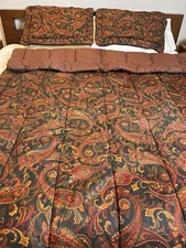VTG Croscill Comforter Derby twin set shams  Paisley Burgundy Red Green Gold