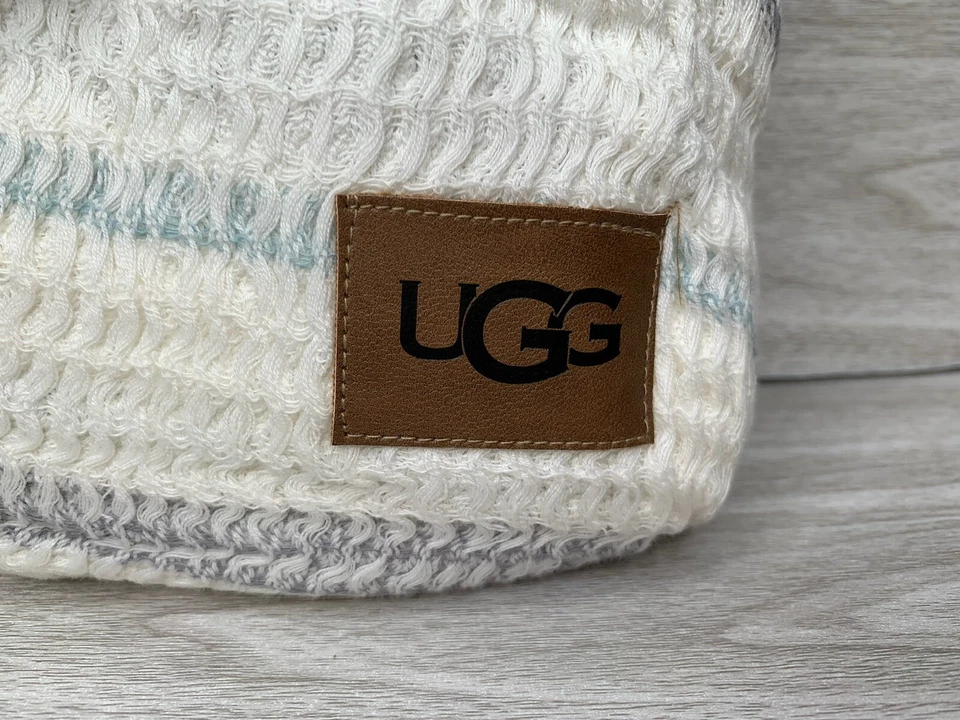 UGG® Kayla Throw Blanket 50x70 Chambray Cotton Gauze Blue Striped NEW Gift Ready - Image 4 of 4