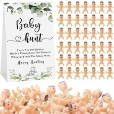 101 Pcs Baby Shower Games Include Paperboard Baby Hunt Sign 100 Mini Plastic ...