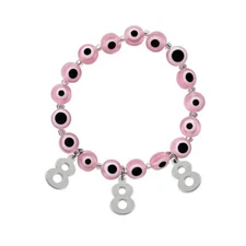 Pink Evil Eye Bracelet Ojo Evil Eye Beaded Bracelet 888 Number Charm Bracelet Be