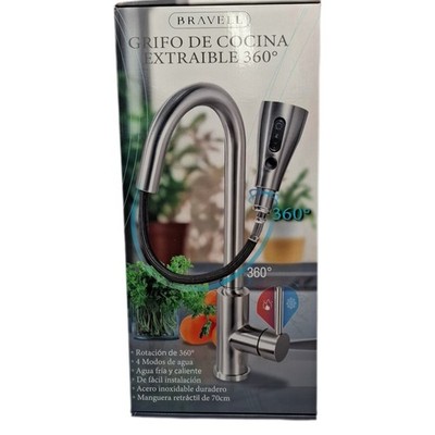 BRAVELL Ausziehbarer Premium-Wasserhahn + Teflonband mit 3 Mikrofasertüchern + e