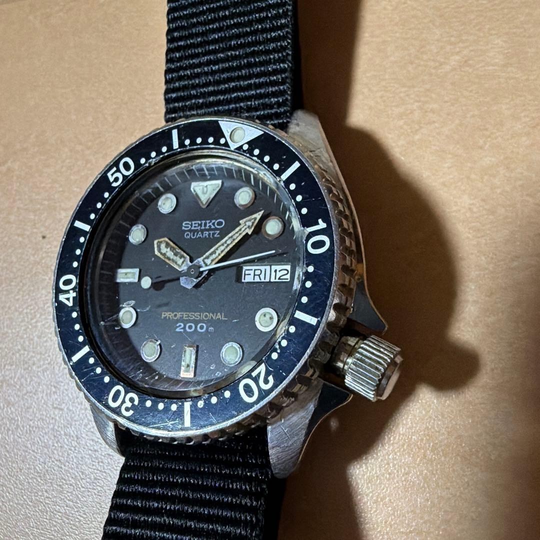 SEIKO 6458-6020 Professional Diver 200M Quartz Watch Date Black